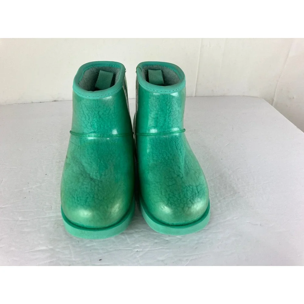 UGG Classic Clear Mini Kids 4 Emerald Green Waterproof Rain Snow Boots Sherpa